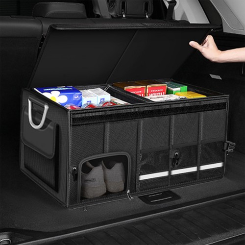 92L Foldable Car Trunk Storage Box With Backrest Auto Trunk Organizer 