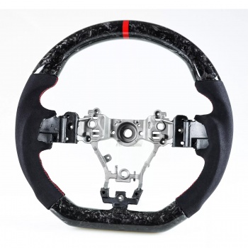 Forged Carbon Fiber Flat Bottom Steering Wheel Suede Replacement Parts For Subaru WRX / STI 2015-2018