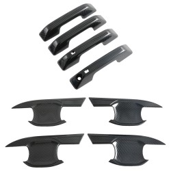8PCS Carbon Style Car Exterior Side Door Handle Overlay Cover For BYD SHARK 2024 2025 LHD