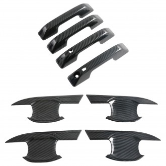 8PCS Carbon Style Car Exterior Side Door Handle Overlay Cover For BYD SHARK 2024 2025 LHD
