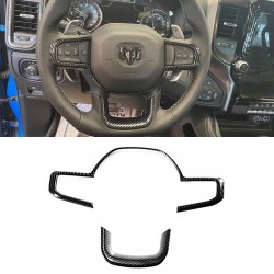 Carbon Fiber Steering Wheel Frame Trim Decorator Cover For Dodge RAM 1500 TRX 2021-2023