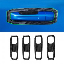 Carbon Fiber Car Door Handle Bowl Decoration Cover Sticker 4PCS Fit For Dodge RAM 1500 TRX 2021-2023