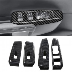 Carbon Style Window Switch Button Lifter Cover Trim For Ford Ranger 2023-2024