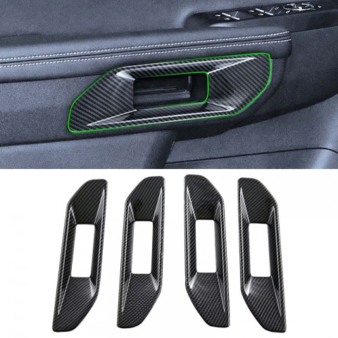 Carbon Style Interior Door Handles Bowl Cover For Ford Ranger 2023-2024