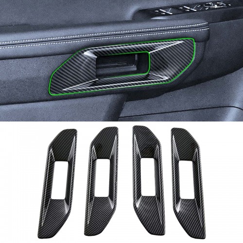 Carbon Style Interior Door Handles Bowl Cover For Ford Ranger 2023-2024