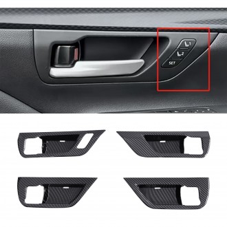 Carbon Style Side Door Handle Bowl Overlay Cover For Toyota Grand Highlander 2024 2025 (with Switch Holes)