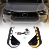 Front Fog Light LED Daytime Running Lights DRL With White & Amber Lighted For Toyota Hilux 2024 2025
