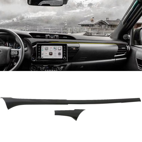 Carbon Style Center Console Dashboard Strip Overlay Cover For Toyota Hilux 2016-2025 Carbon Style Center Console Dashboard Strip Overlay Cover For Toyota Hilux 2016-2025