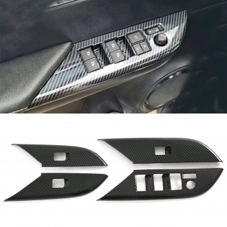 4PCS Carbon Style Window Lift Switch Button Panel Cover For Toyota Hilux 2016-2025