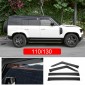 Black Style Door Side Window Vent Visors Rain Guards For Land Rover Defender 90/110/130 2020-2023 (Without Glitter)