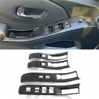 4PCS Carbon Style Inner Door Armrest Window Lift Cover Trim For Nissan Frontier 2022-2025 Left-Hand Drive