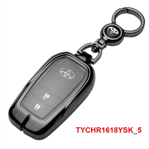 High Quality Car Key Holder Cover Case Shell Chain For Toyota RAV4 2019 2020 2021 2022 2023 2024 2025 / Highlander 2020-2023