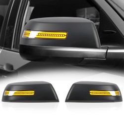 2PCS Matte Black Side Rearview Mirror Shell Cover With LED Light For Toyota Tundra 2014-2021
