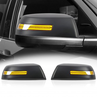 2PCS Matte Black Side Rearview Mirror Shell Cover With LED Light For Toyota Tundra 2014-2021