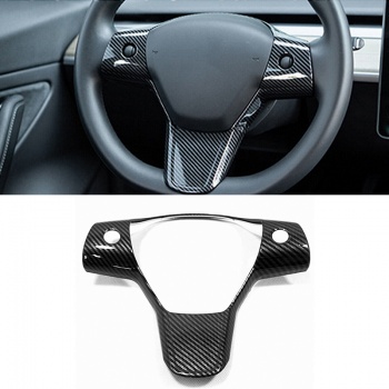 Carbon Style Wheel Steering Panel Cover Trim For Tesla Model 3 2018-2022/Model Y 2020-2023 Conjoined v...
