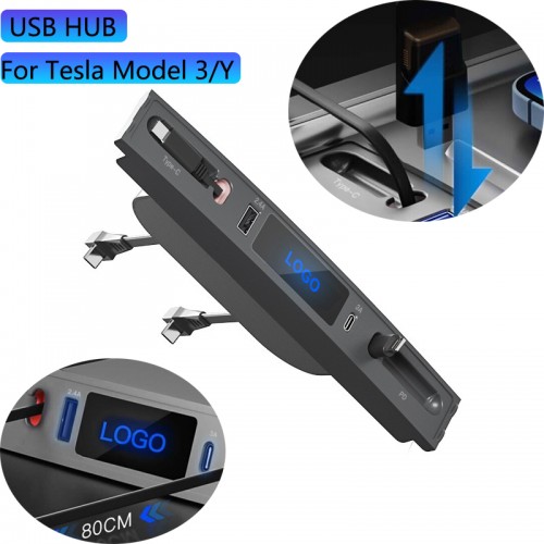 Only Suitable For Pd + Type-C!!!USB Hub Docking Station Of Center Console Smart Sensor For Tesla Model 3/Model Y 2020-2023