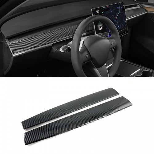 Carbon Fiber Dashboard Center Console Cover Trim For Tesla Model Y 2020-2023 Left-hand Drive