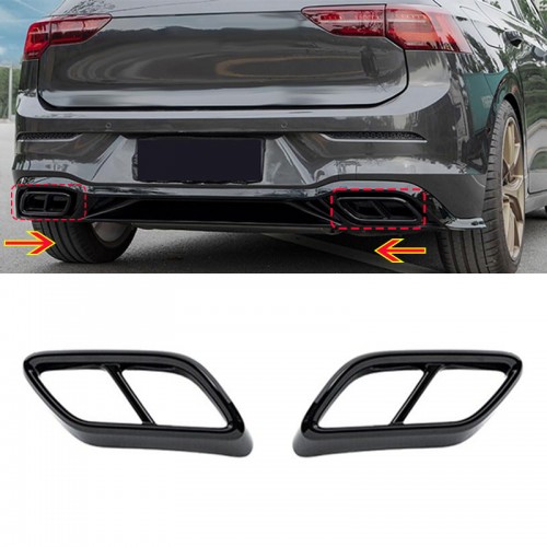 Black Style Car Rear Exhaust Pipe Muffler Tip Cover Trim For Volkswagen Glof 8 Rline MK8 2020-2023