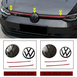 Car Front Middle Grille And Front Emblem+Rear Emblem Decorative sticker For Volkswagen Glof 8 Rline MK8 2020-2023