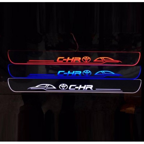 Free Shipping led Outer Door Sill Scuff Plate Animated Moving Running Glowing Light 4pcs for Toyota C-HR CHR 2016-2019