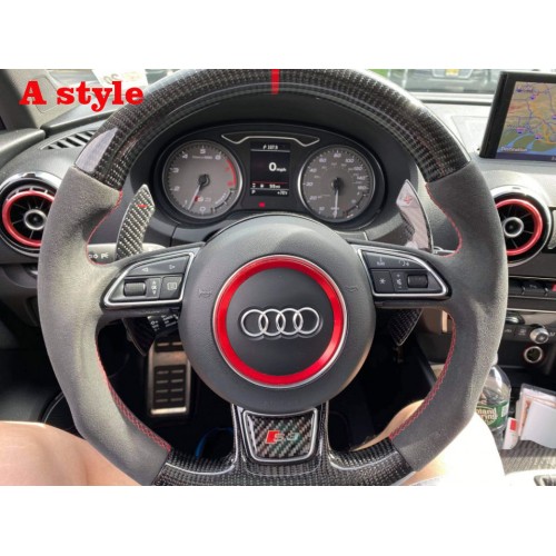 Without DSG Paddle Shifters Cover Trim or R8 buttons!!! Carbon Fiber Steering Wheel Replacement Parts For AUDI