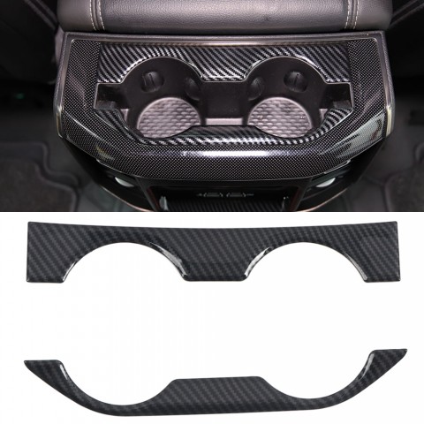 Korlot Carbon Fiber Front Armrest Cup Holder Cover Trim Accessories For Dodge Ram 1500 2019+ 