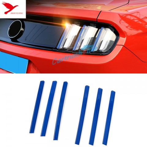 Free Shipping Blue Rear Tail Light Lamp Stripe Cover Trim 6pcs for Ford Mustang 2015 - 2019