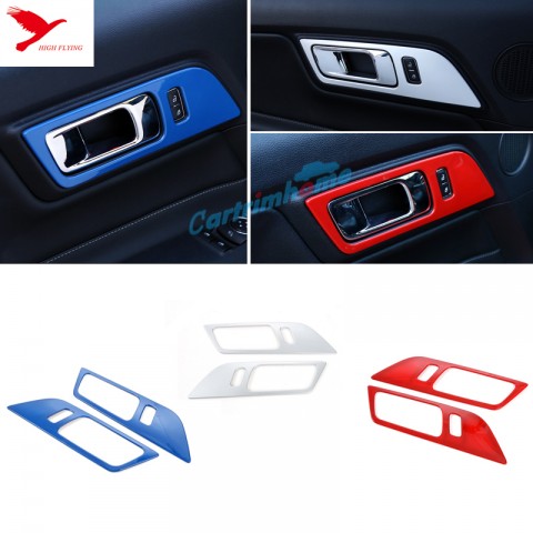 ABS Inner Interior Door Handle Bowl Cover Trim 2pcs For Ford Mustang 2015 - 2019