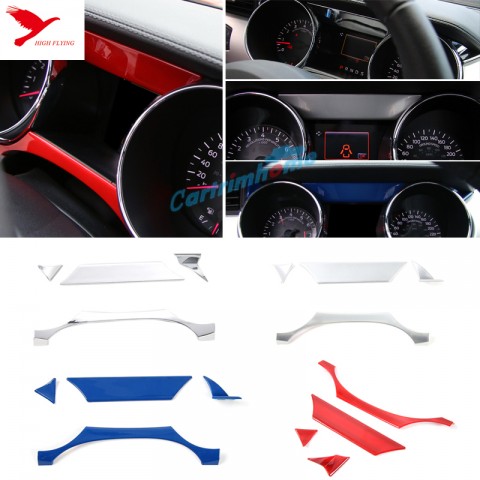 Free Shipping ABS Interior Dashboard Meter Stripe Cover Trim 4pcs For Ford Mustang 2015 - 2019