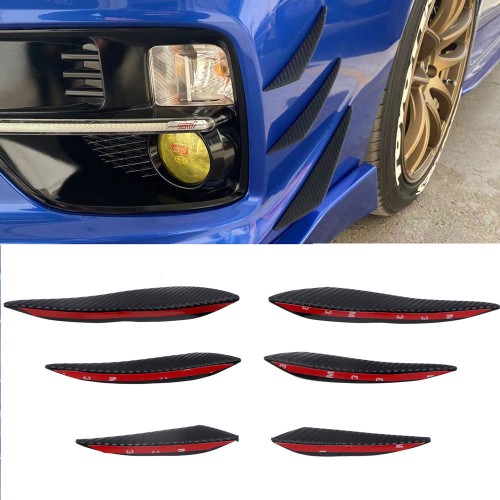  Front Bumper Fog Light Side Strip Cover Molding Trim ABS Carbon Style 6pcs For Subaru WRX STI 2015-2021 