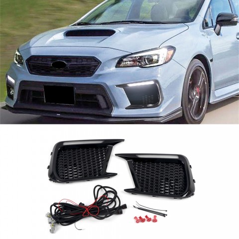 Free Shipping LED Driving Front Fog Light DRL Daytime Running Lights Lamp Kits Replacements For Subaru WRX STI 2018-2021 (Only Fit STI Version)