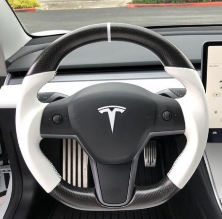 KSTE Steering Wheel Sequins Cover Sticker Fits Compatible with Tesla Model 3 2018-2019 Car Accessories 