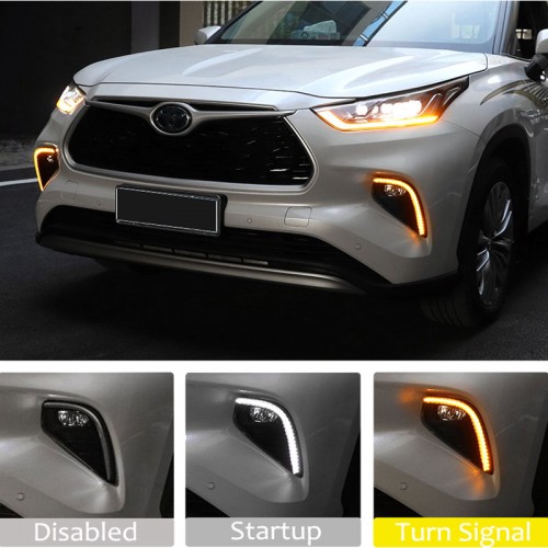  Fog Light Daytime Running Light DRL LED Day Light 2Pcs For Toyota Highlander 2020 2021 2022 2023 2024