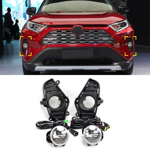 Free shipping Front Bumper Fog Light Lamps Assembly Kit With Bulb For Toyota RAV4 2019 2020 2021 2022