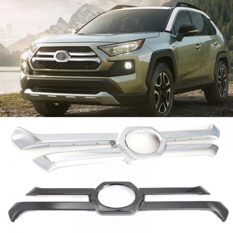 ABS Front Grill Grille Decorative Cover Trim Strips For Toyota RAV4 Adventure 2019 2020 2021 2022