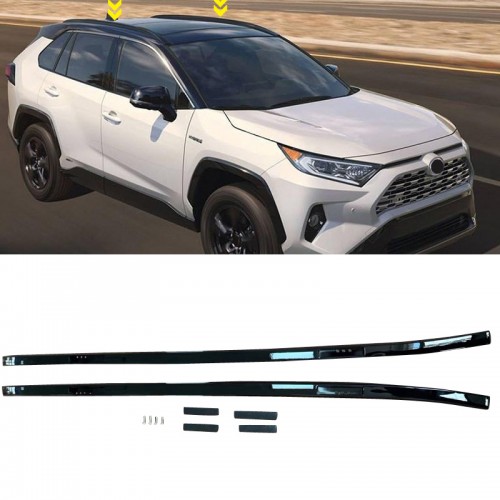 Black Aluminum Side Bars Rails Roof Rack Luggage Carrier For Toyota RAV4 2019 2020 2021 2022 2023 2024