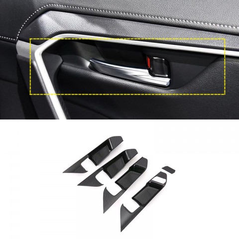 Free Shipping Carbon Style RHD Interior Door Handle Bowl Cover Trim For Toyota RAV4 2019 2020 2021 2022