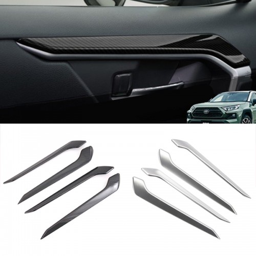  Carbon Style Inner Inside Door Decorative Covers For Toyota RAV4 2019 2020 2021 2022 2023 2024