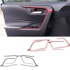  Door Inner Armrest Frame Handle Decor Cover Trims ABS RED 4pcs (Door Upper) For Toyota RAV4 2019 2020 2021 2022 2023 2024