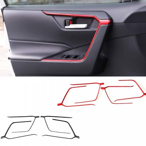 Free Shipping Door Inner Armrest Frame Handle Decor Cover Trims ABS RED 4pcs (Door Upper) For Toyota RAV4 2019-2021
