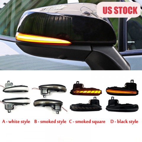 Sequential LED Side Mirror Turn Signal Light Compatible with Toyota Tacoma 2016-2021 RAV4 XA50 2019-2021 Highlander XU70 2020-2021 Dynamic Led Mirror Reflector Light Smoked Black 