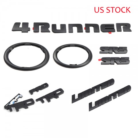 Free Shipping ABS Black Style Emblem Overlay Kit For Toyota 4Runner 2010-2022