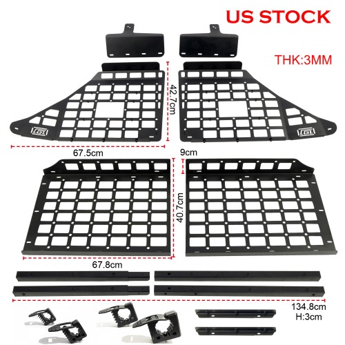 Modular Storage Molle Panel System Trunk Shelf Luggage Carrier Cargo Racks Trunk Organizer Aluminum Alloy Whole Kit For TOYOTA 4RUNNER 2010-2024