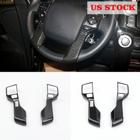 Black Inner Steering Wheel Button Cover Trim 2pcs For Toyota 4Runner 2014-2021 