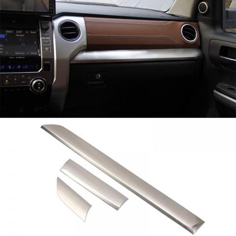 Free Shipping Central Console Strip Cover Trim Stainless Steel 3PCS (Not Fit for RHD) For Toyota Tundra Crewmax, Double Cab 2014-2021 Free Shipping Central Console Strip Cover Trim Stainless Steel 3PCS (Not Fit for RHD) For Toyota Tundra Crewmax, Double Cab 2014-2021