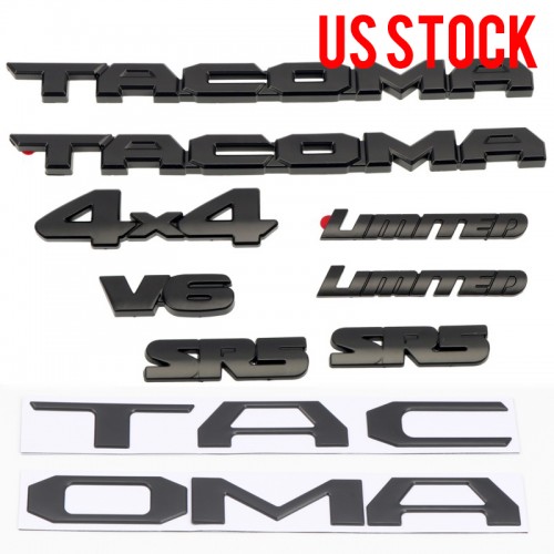  ABS Matt Blackout Emblem Overlay Kit For Toyota Tacoma 2016-2023