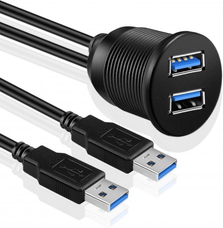 USB HDMI Mount Cable for Car USB Extension Flush HDMI+2.0-2M Dash Motorcycle and More Panel Mount Cable Boat 