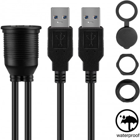 USB HDMI Mount Cable for Car USB Extension Flush HDMI+2.0-2M Dash Motorcycle and More Panel Mount Cable Boat 