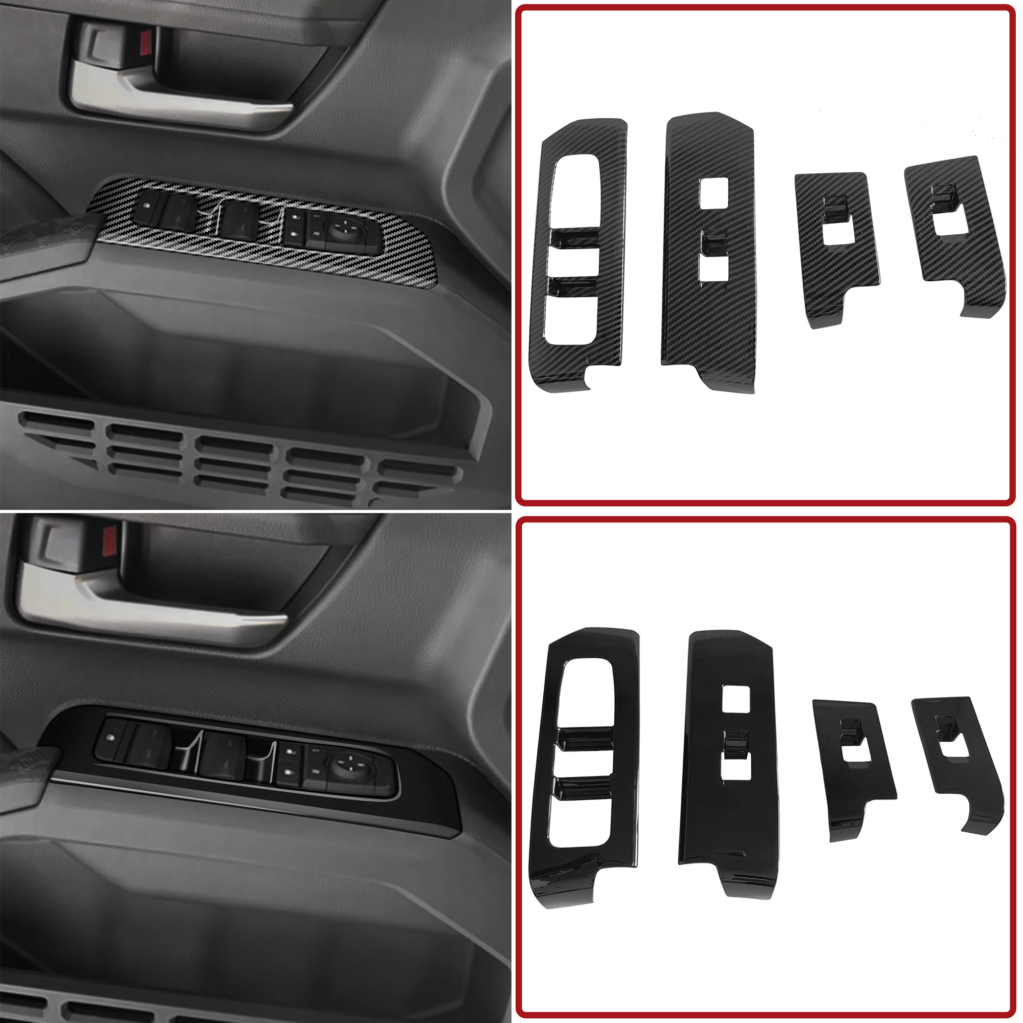 4PCS Window Lift Switch Button Panel Cover For Toyota 4Runner 2025 LHD