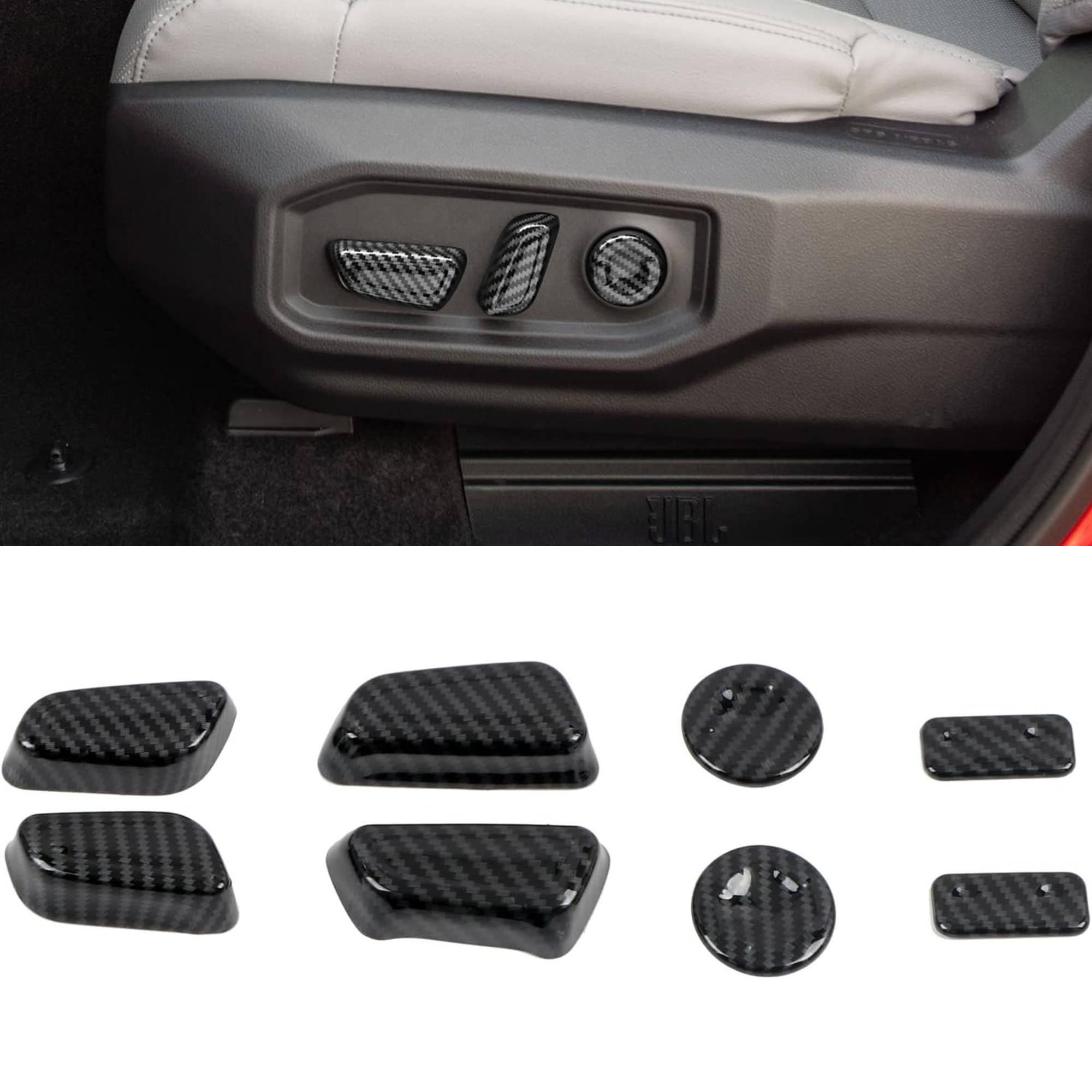 Carbon Style Car Seat Adjustment Button Switch Knob Panel Cover For Toyota Tundra 2022-2025 / 4Runner ...